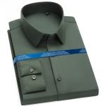 Men's Classic Stretchy Silky Non-Iron Dress Shirt | Pocketless Long Sleeve Standard-Fit Wrinkle-Free Casual Shirt - Image 14
