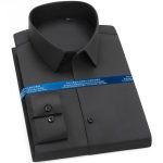 Men's Classic Stretchy Silky Non-Iron Dress Shirt | Pocketless Long Sleeve Standard-Fit Wrinkle-Free Casual Shirt - Image 17