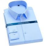 Men's Classic Stretchy Silky Non-Iron Dress Shirt | Pocketless Long Sleeve Standard-Fit Wrinkle-Free Casual Shirt - Image 4
