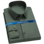 Men's Classic Stretchy Silky Non-Iron Dress Shirt | Pocketless Long Sleeve Standard-Fit Wrinkle-Free Casual Shirt - Image 9
