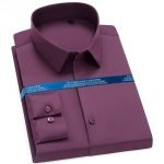 Men's Classic Stretchy Silky Non-Iron Dress Shirt | Pocketless Long Sleeve Standard-Fit Wrinkle-Free Casual Shirt - Image 6