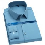 Men's Classic Stretchy Silky Non-Iron Dress Shirt | Pocketless Long Sleeve Standard-Fit Wrinkle-Free Casual Shirt - Image 15