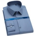 Men's Classic Stretchy Silky Non-Iron Dress Shirt | Pocketless Long Sleeve Standard-Fit Wrinkle-Free Casual Shirt - Image 2