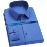 Men's Classic Stretchy Silky Non-Iron Dress Shirt | Pocketless Long Sleeve Standard-Fit Wrinkle-Free Casual Shirt - Image 3