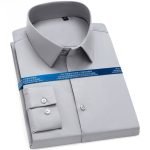 Men's Classic Stretchy Silky Non-Iron Dress Shirt | Pocketless Long Sleeve Standard-Fit Wrinkle-Free Casual Shirt - Image 7