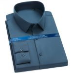 Men's Classic Stretchy Silky Non-Iron Dress Shirt | Pocketless Long Sleeve Standard-Fit Wrinkle-Free Casual Shirt - Image 11