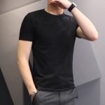 Trendy Men's Slim Fit Short-Sleeved T-Shirt - White & Black Casual Round Neck - Image 2