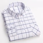 Men's Plaid Shirt | Pure Cotton Oxford Casual Long Sleeve Button-Down - Korean Fashion Trends - Image 4