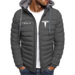 Unisex Tesla Car Logo Hoodies | Cotton Zipper Parka Coats for Winter & Autumn - Image 3