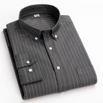 Men's Plaid Shirt | Pure Cotton Oxford Casual Long Sleeve Button-Down - Korean Fashion Trends - Image 2