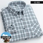 Men's Long Sleeve Plaid Shirt | 100% Cotton Regular Fit Casual Shirt for Spring & Autumn (Plus Size Available) - Image 22
