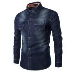 Men's Long Sleeve Casual Denim Shirt | Slim Fit Cotton Blouse for Autumn | Big & Tall Options Available - Image 3