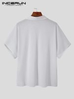 American Style Casual Men's Solid Blouse | Loose Comfortable Pleated Short Sleeve Shirt (S-4XL) - Image 4