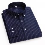Men's Plaid Shirt | Pure Cotton Oxford Casual Long Sleeve Button-Down - Korean Fashion Trends - Image 18