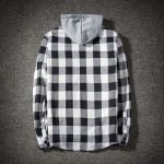Men's Autumn Casual Plaid Shirts | Long Sleeve & Short Sleeve Hooded Blouses in Blue - Image 4