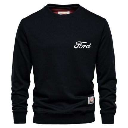 Men's Crew Neck Ford Print Sweatshirt Hoodie | 100% Cotton Casual Pullover