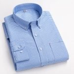 Men's Plaid Shirt | Pure Cotton Oxford Casual Long Sleeve Button-Down - Korean Fashion Trends - Image 17