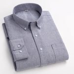 Men's Plaid Shirt | Pure Cotton Oxford Casual Long Sleeve Button-Down - Korean Fashion Trends - Image 27