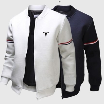 Tesla Logo Men's Printed Jacket | Comfortable Round Neck Hip Hop Sports High Street Top