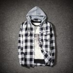 Men's Autumn Casual Plaid Shirts | Long Sleeve & Short Sleeve Hooded Blouses in Blue - Image 3