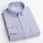 Men's Plaid Shirt | Pure Cotton Oxford Casual Long Sleeve Button-Down - Korean Fashion Trends - Image 26