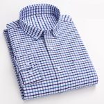 Men's Plaid Shirt | Pure Cotton Oxford Casual Long Sleeve Button-Down - Korean Fashion Trends - Image 11
