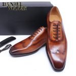 Men's Oxford Brogue Shoes | Genuine Leather Wing Tip Lace-Up Formal Shoes in Black & Brown - Image 2