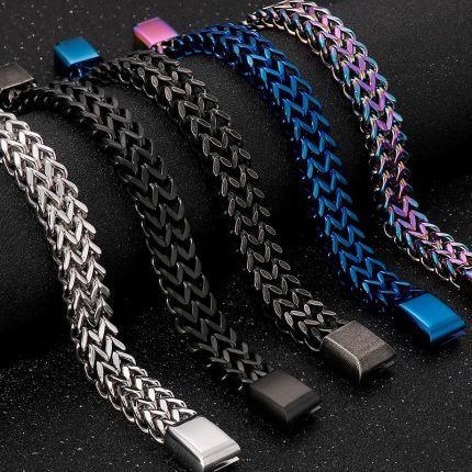 Solid Stainless Steel Men's Bracelet – Engravable Wrist Chain with Custom Logo, Name & Date