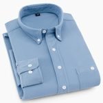 Men's Corduroy Long Sleeve Shirt – Autumn Business Casual Brand Shirt in Blue and Red - Image 8