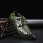 Stylish Men's Business Dress Shoes | Crocodile Grain Leather Buckle Flats - Image 2