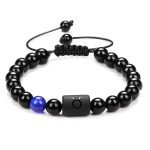 12 Constellation Couple Bracelet – Black Stone Braided Reiki Beads for Men and Women - Image 13