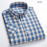 Men's Summer Checkered Short Sleeve Shirts – 100% Cotton Soft Breathable Casual Plaid - Image 20