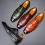 Stylish Men's Business Dress Shoes | Crocodile Grain Leather Buckle Flats - Image 5