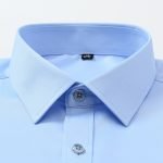Non-Iron Stretch Men's Dress Shirt – Spandex Long Sleeve Regular Fit with Front Pocket - Image 15