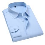 Men's Business Casual Dress Shirt – Regular Fit Cotton Long Sleeve in White, Black, Light Blue - Image 6