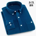 Men's Corduroy Long Sleeve Shirt – Autumn Business Casual Brand Shirt in Blue and Red - Image 13