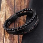 Charm Rope Men's Bracelet – Magnetic Stainless Steel, Natural Stone & Leather Volcanic Bead Chain - Image 16