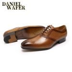 Luxury Men’s Oxford Shoes | Genuine Leather Prints in Brown & Black | Formal Lace-Up Dress Shoes - Image 2