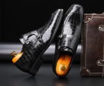 Stylish Men's Business Dress Shoes | Crocodile Grain Leather Buckle Flats - Image 10