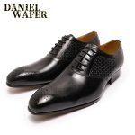 Luxury Men’s Oxford Shoes | Genuine Leather Prints in Brown & Black | Formal Lace-Up Dress Shoes - Image 8