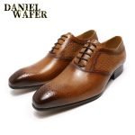 Luxury Men’s Oxford Shoes | Genuine Leather Prints in Brown & Black | Formal Lace-Up Dress Shoes - Image 7