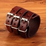 TYO Classic Men's Adjustable Leather Cuff Bracelet – Three Layer Punk Rock Jewelry in Black/Brown - Image 4