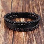 Charm Rope Men's Bracelet – Magnetic Stainless Steel, Natural Stone & Leather Volcanic Bead Chain - Image 4