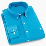 Men's Corduroy Long Sleeve Shirt – Autumn Business Casual Brand Shirt in Blue and Red - Image 2