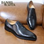 Men's Oxford Brogue Shoes | Genuine Leather Wing Tip Lace-Up Formal Shoes in Black & Brown - Image 4