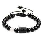 12 Constellation Couple Bracelet – Black Stone Braided Reiki Beads for Men and Women - Image 6