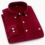 Men's Corduroy Long Sleeve Shirt – Autumn Business Casual Brand Shirt in Blue and Red - Image 5