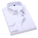 Men's Business Casual Dress Shirt – Regular Fit Cotton Long Sleeve in White, Black, Light Blue - Image 4