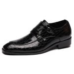 Stylish Men's Business Dress Shoes | Crocodile Grain Leather Buckle Flats - Image 7
