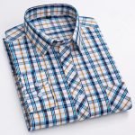 Men's Luxury Plaid Long Sleeve Shirt – 100% Cotton Business Casual Designer Checkered Wear - Image 9